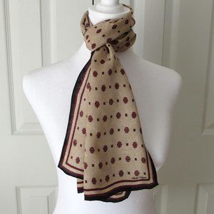 ALBERT NIPON Vintage Scarf Brown Red Black Designer Red Stripe 1980s